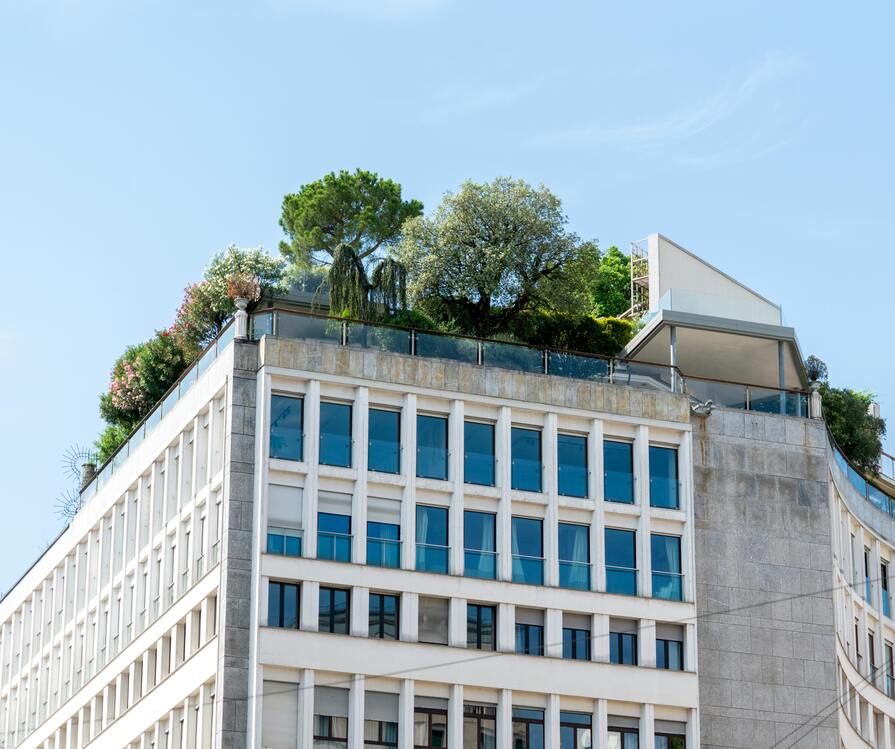 Dachgarten auf Hochhaus